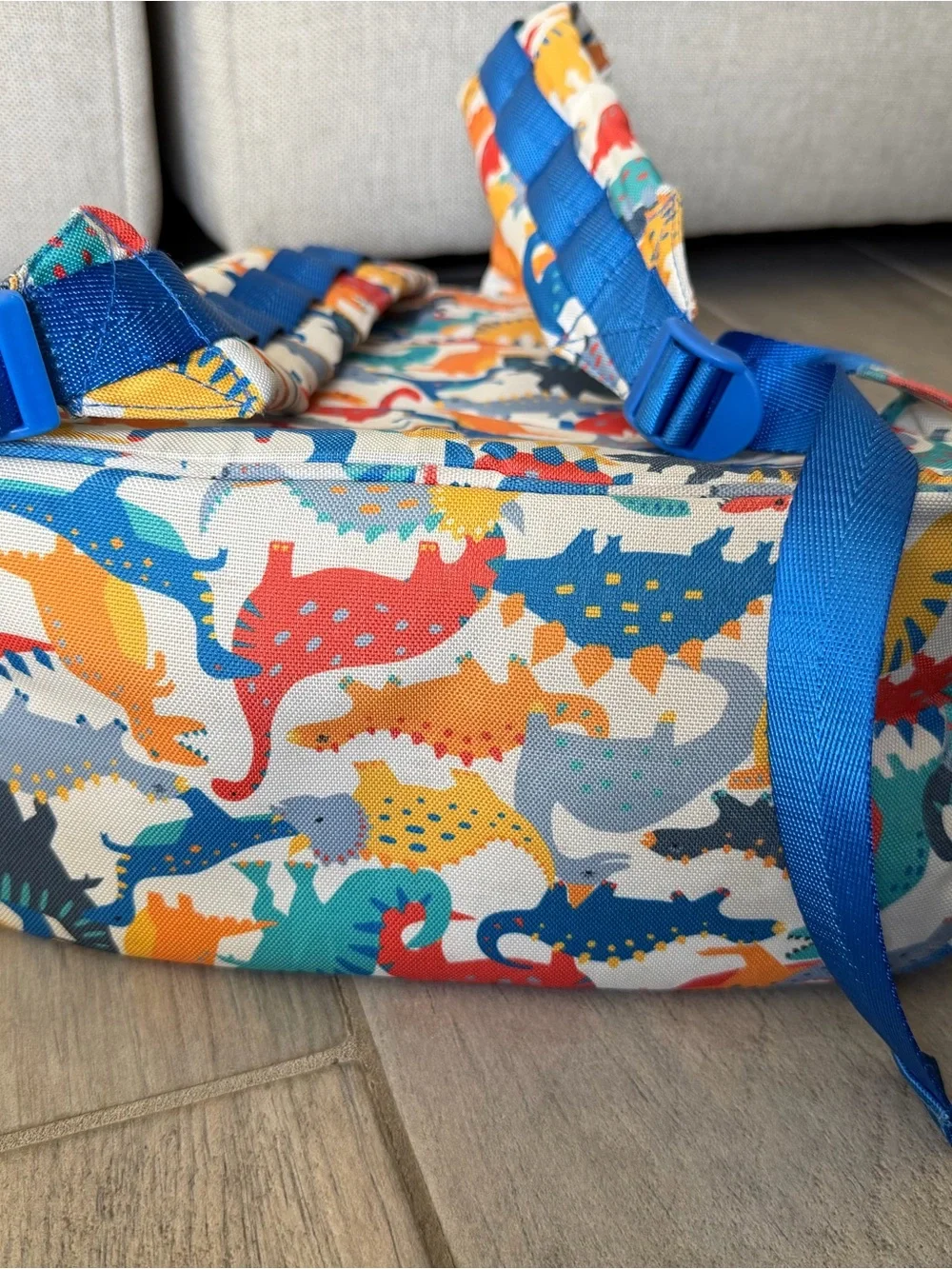 Crate&Barrel Kids Dinosaur Backpack - Blue, Red, Yellow, Green, Orange